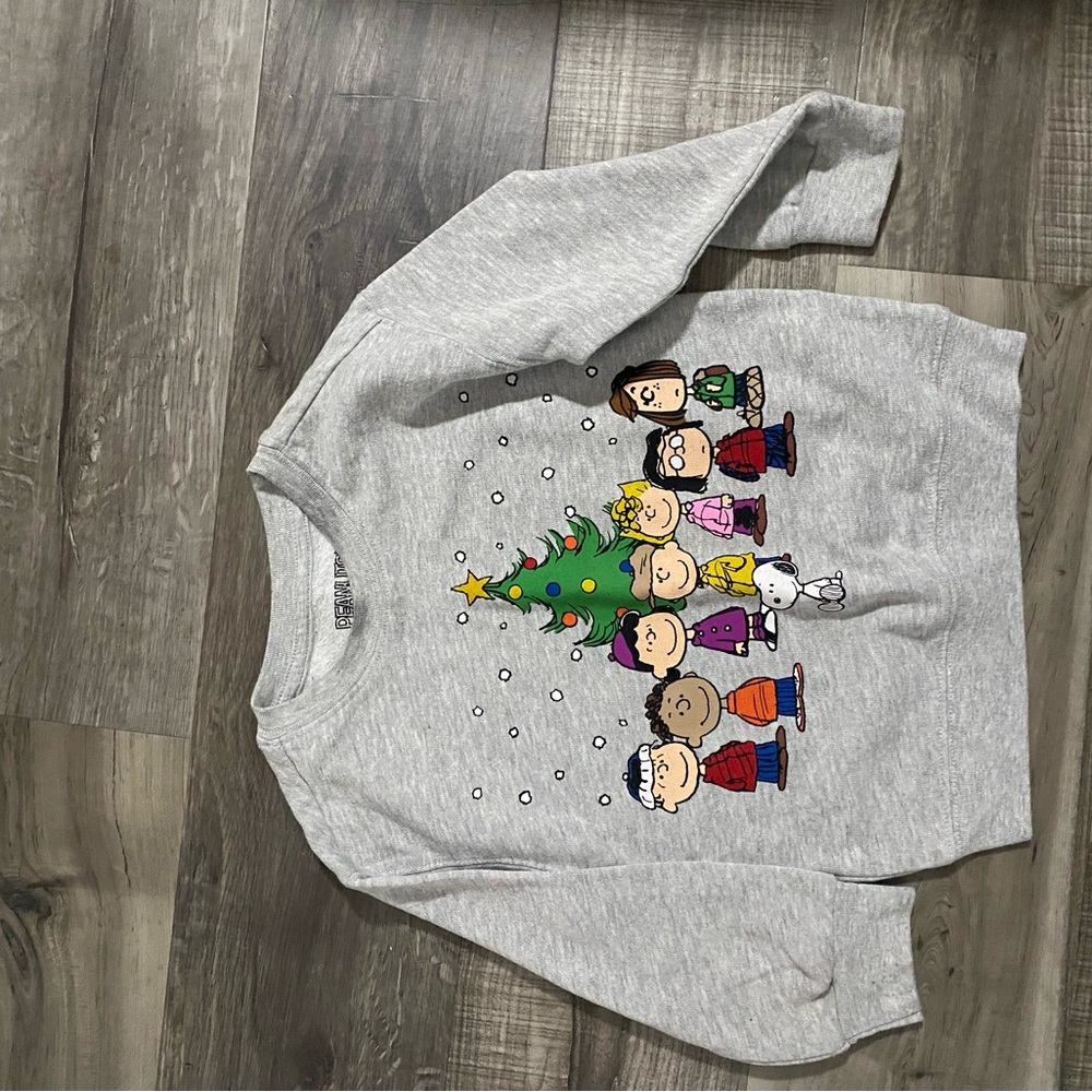 Kids Gray Peanuts Christmas Sweatshirt - Picture 2 of 6